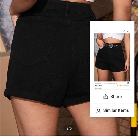 Black jean shorts - Picture 2 of 2